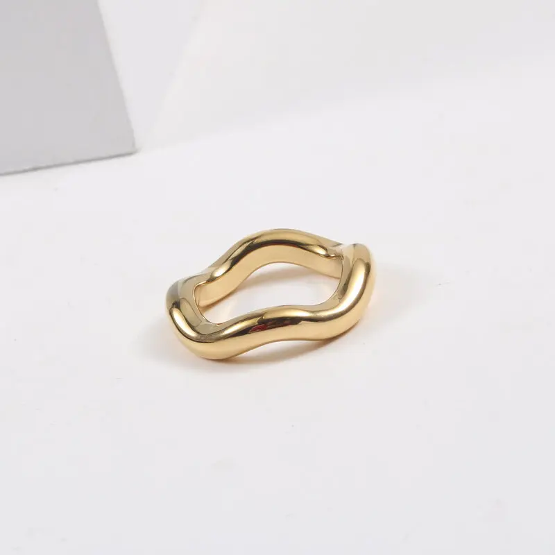 Joolim High End 18K Gold Plated Chunky Wave Rings for Women Finger Ring New