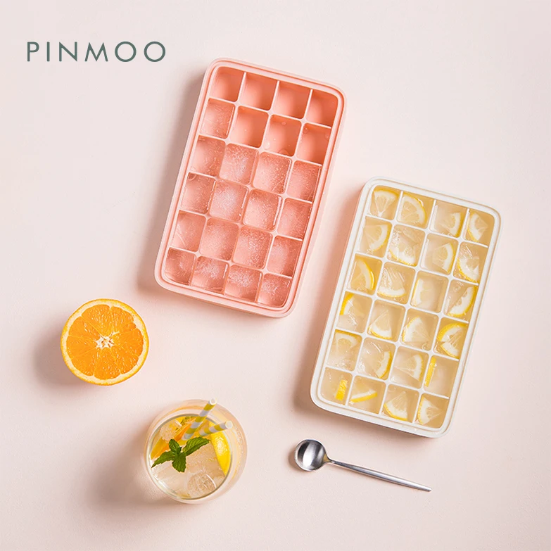 

Pinmoo 2022 new design ice cube tray silicone ice mold cube tray with lid