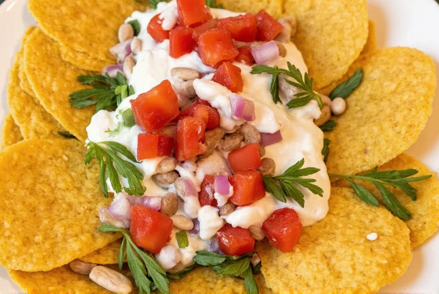 Dish with sour cream and onion toppings