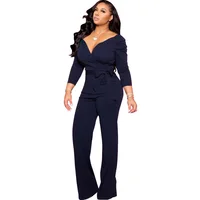 

Fashion Solid Color Long Sleeve Long Pants Ladies Jumpsuit Womens 2019