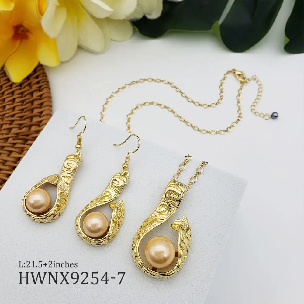 

hawaiian jewelry Fashion Gold Necklace Earring Jewelry Sets