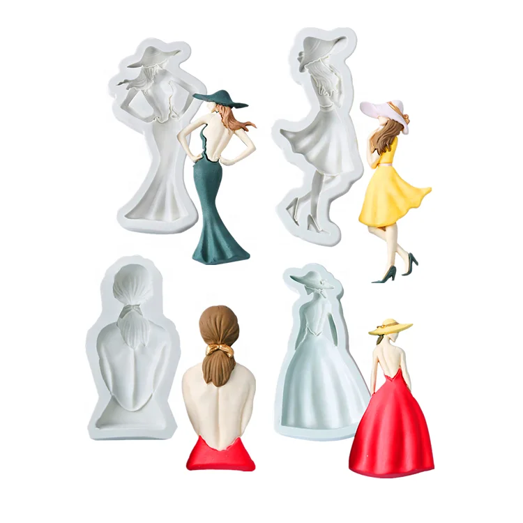 

Happy Mother's Day Fashion Girl Cake Fondant Molds for Women Birthday Party Clay Resin Soap Mould