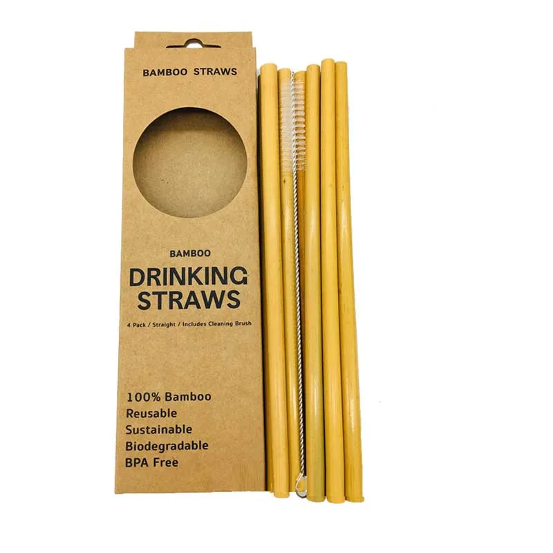 

100% Wholesale Sustainable Bulk Long Reusable Yellow Green Peeled Bamboo Straws Drinking For Plants