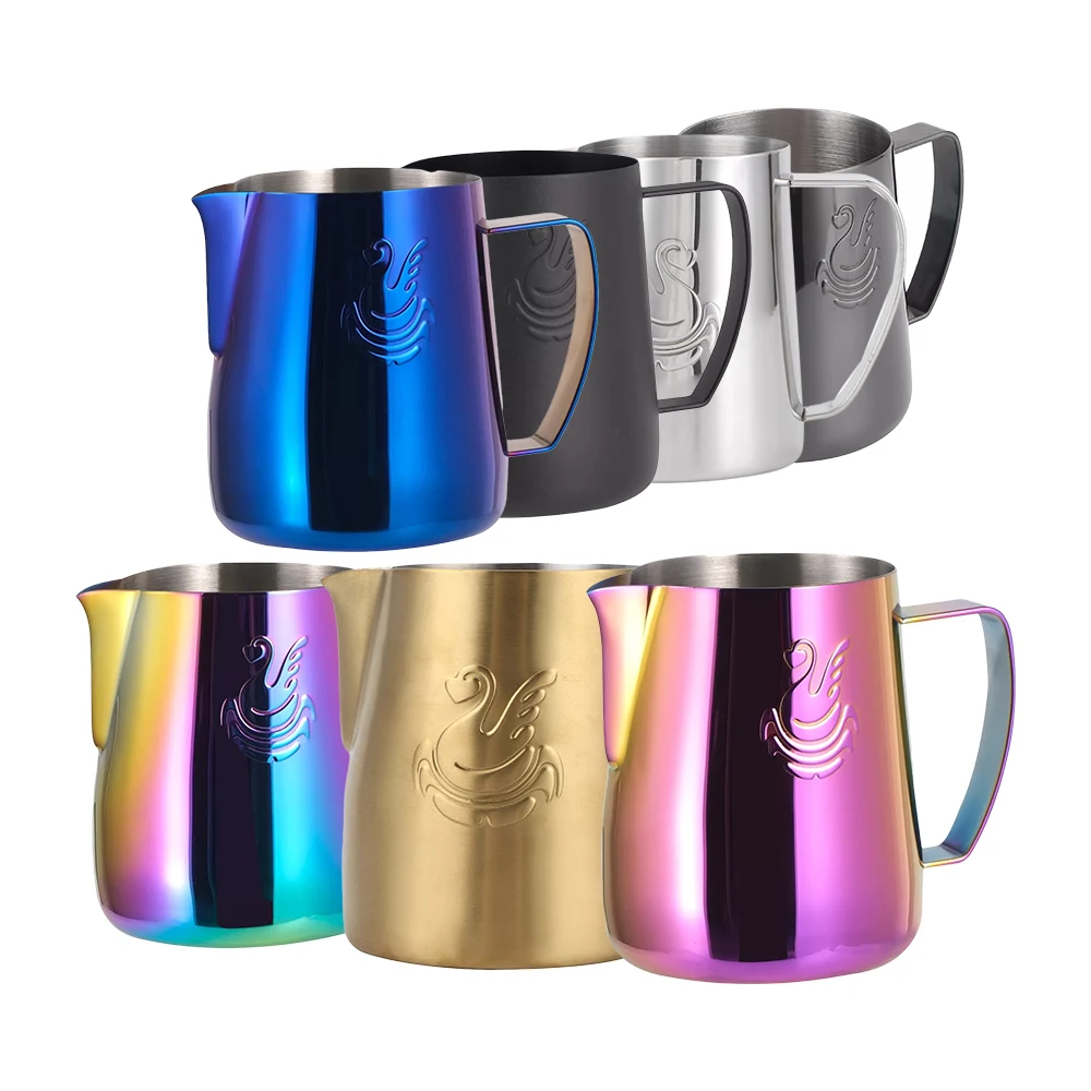 

400/600ML Elegant Swan Stainless Steel Coffee Pitcher Milk Frothing Cup Cream Maker Barista Craft Espresso Latte Art Jug Tool, Blue /colorful/purpe/black/silver