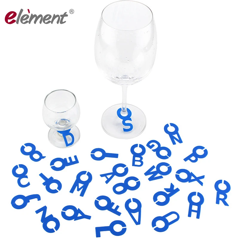 

26 letters Muticolor silicone Wine Bottle Glass Drink Markers Indentification Sets For Cocktail Martinis Champagne Flute