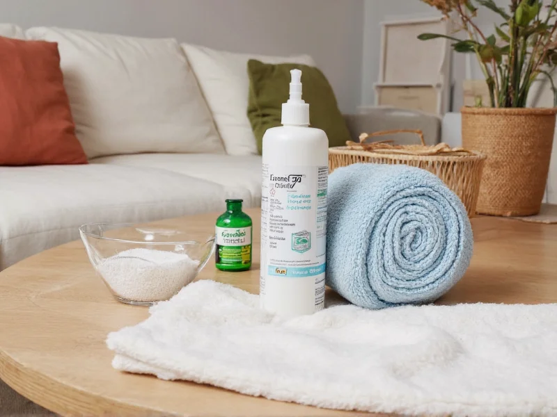 DIY carpet cleaning supplies on wooden table