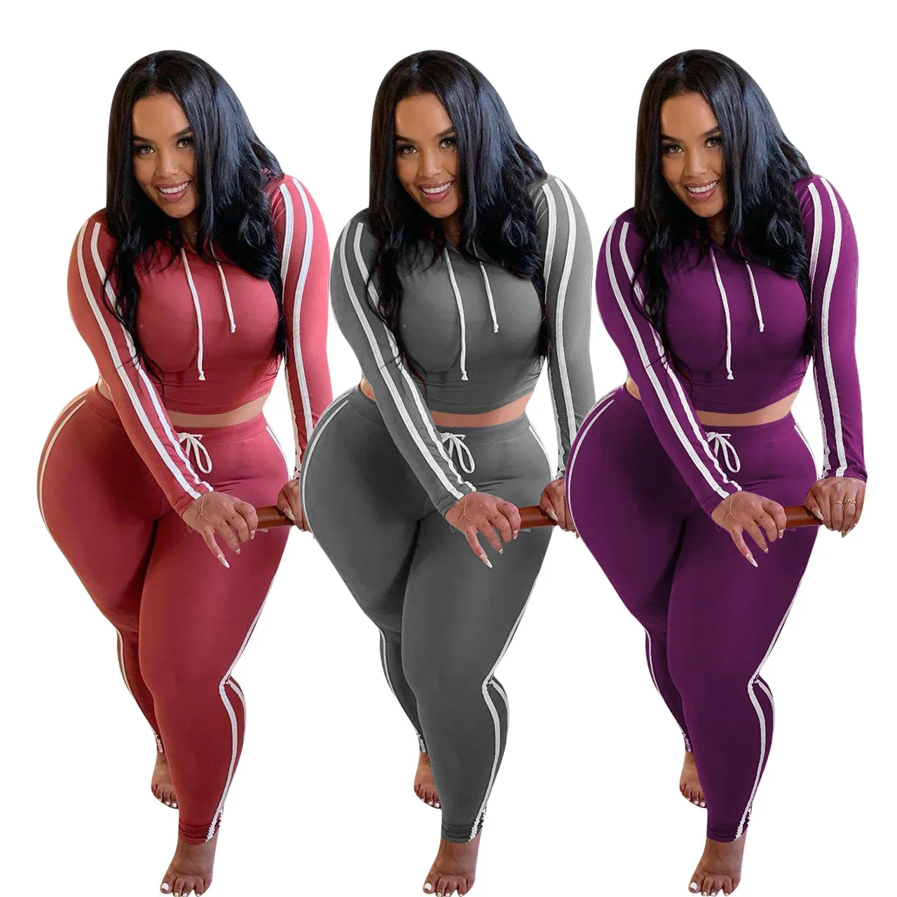 

L3 women's tracksuit solid side stripes