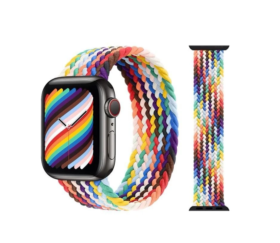 

LeYi Nylon woven braided Smart Loop Elastic Bracelet belt Band Adjustable Replacement watch Strap for Apple iWatch 7 6 Series, Optional
