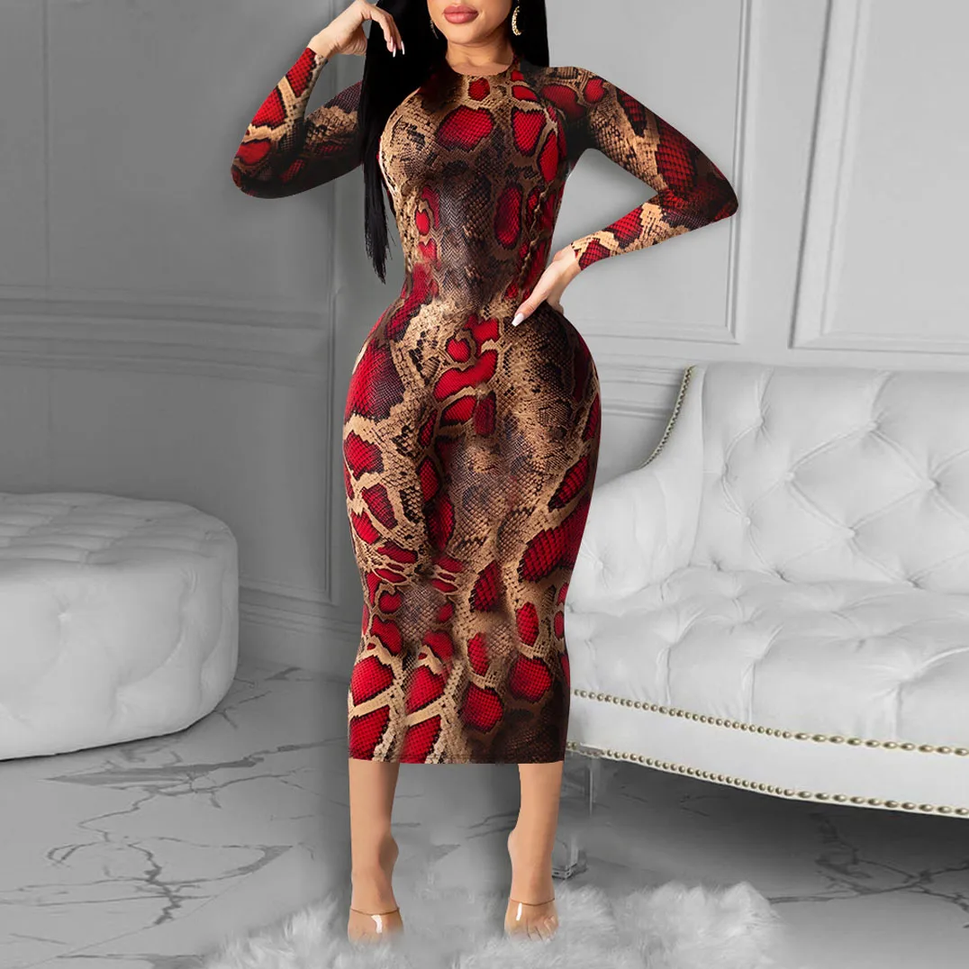 

FS4927D Women's sexy Fashion prints elegant bodycon Dresses