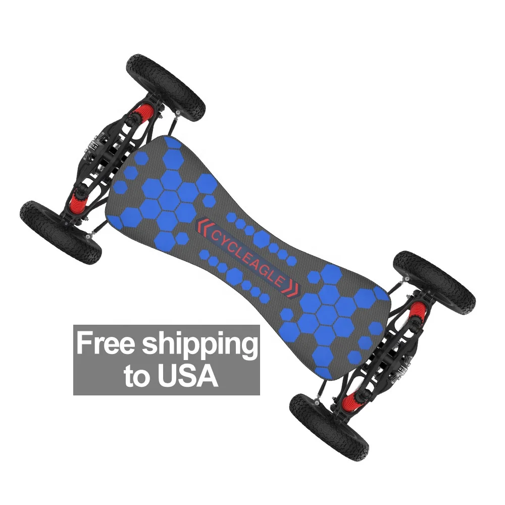 

16Free shipping to USA four-wheel all terrain Replaceable battery carbon fiber body electric skateboard dual, Customized color