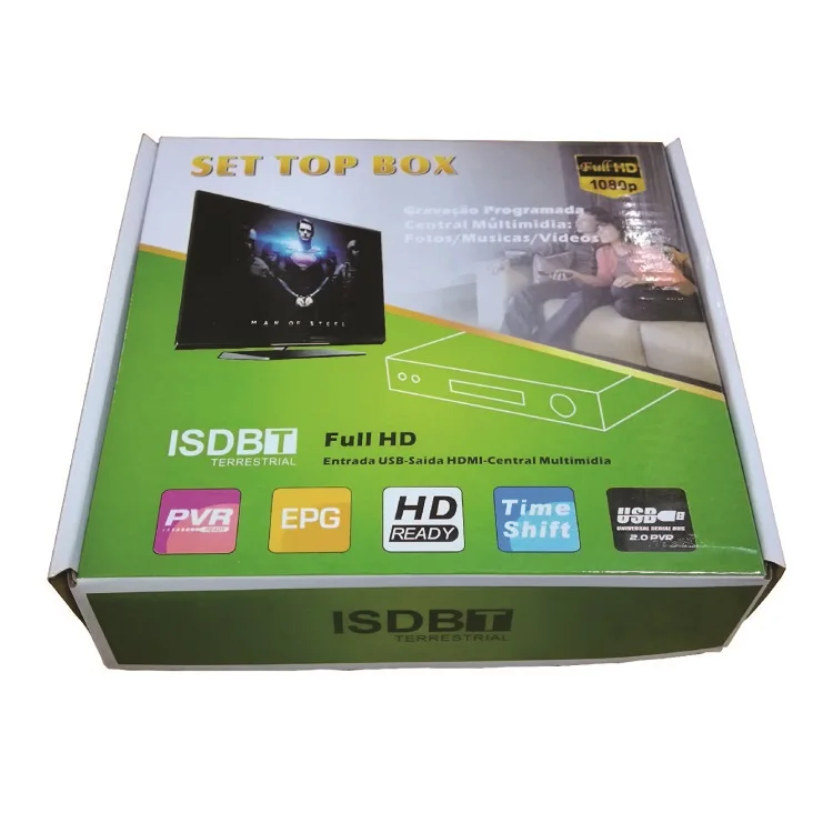 

Full HD 1080P sintonizador de tv digital isdbt tv tuner free to air set top box peru brazil Chile, Black