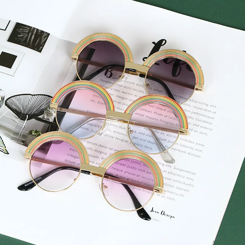 

SKYWAY Children Half Frame Trendy Lunettes De Soleil Pour Enfants Outdoor Uv400 Gradient Lens Rainbow Sunglasses