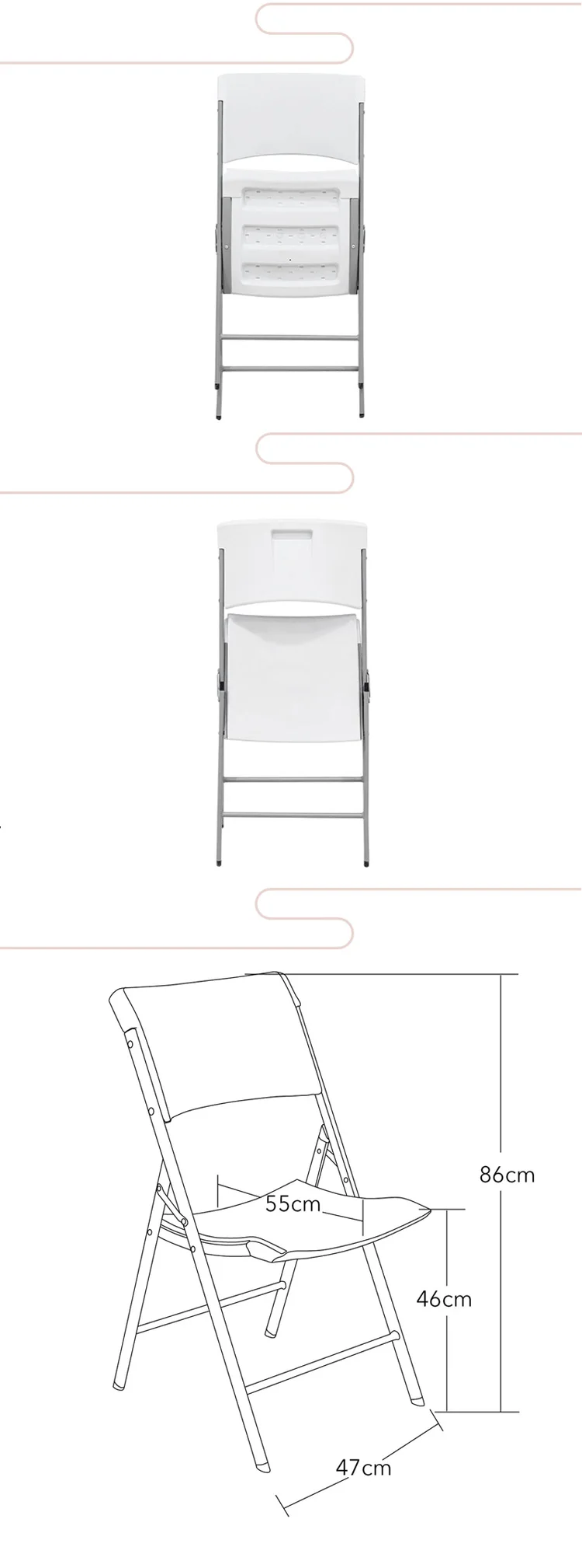 Simple Design Folding Plastic Party Chairs Lightweight Outdoor Garden