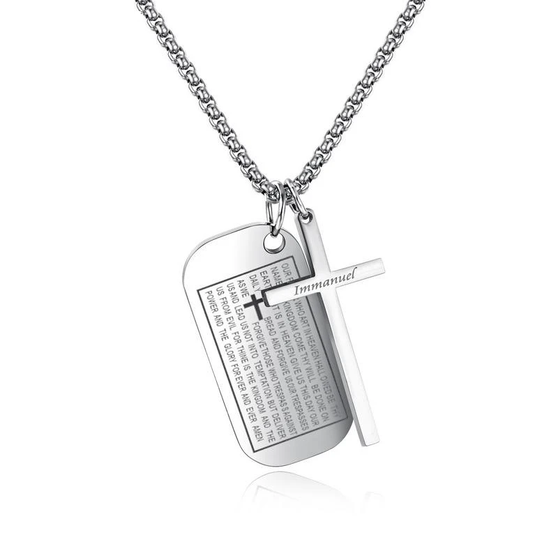 

Christian Religion Jewelry Jesus Cross Necklace Bible Titanium Steel Pendant Necklace Stainless Steel Lettering Pendant(KSS339), Same as the picture