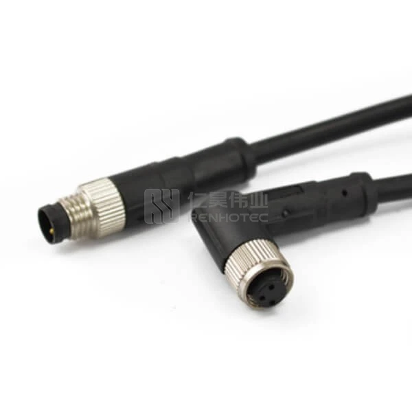 

90 Degrees 3pin M8 Electric Bicycle Connector Overmolded Cable