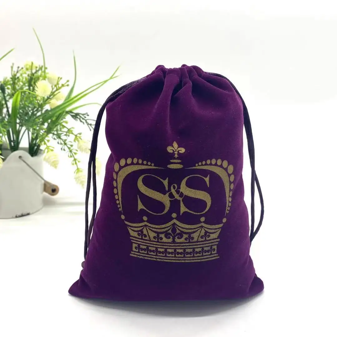

Purple 6*10Inch Custom Logo Printed Resealable Velvet Jewelry Make Up Dust Pouch Gifts Drawstring Bag, Gray, white, black , blue, red, yellow, green , purle etc.
