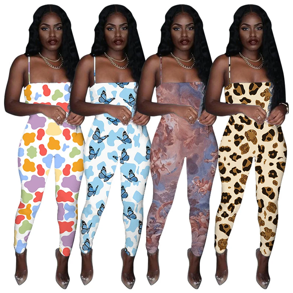 

Women Jumpsuits 2021 Sexy Summer Spring Off Shoulder Bodycon Floral Yoga Ladies One Pieces Jumpsuit And Rompers Wholesale