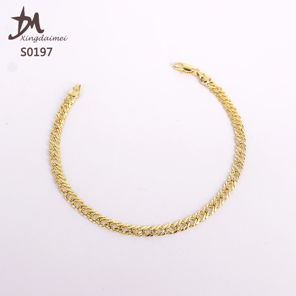 

S0197 High quality 18K gilded simple design anklet, 18k gold