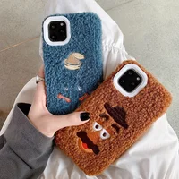 

New Hot Selling Cute Cartoon Furry Case for iPhone 11 Pro Faux Fur Teddy Bear Warm Plush Phone Cover for Girls Winter