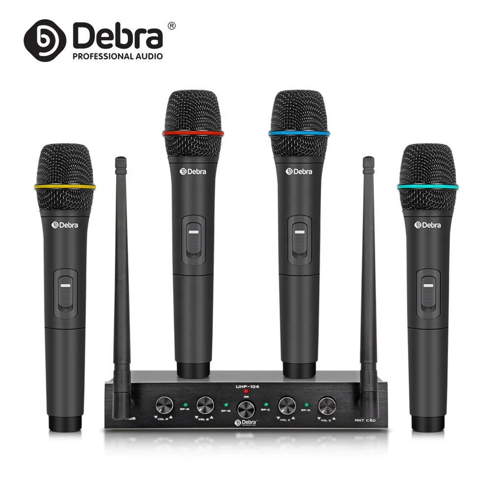 

Debra Audio AU400 UHF Pro 4channel handheld Portable wireless microphone system for karaoke church party
