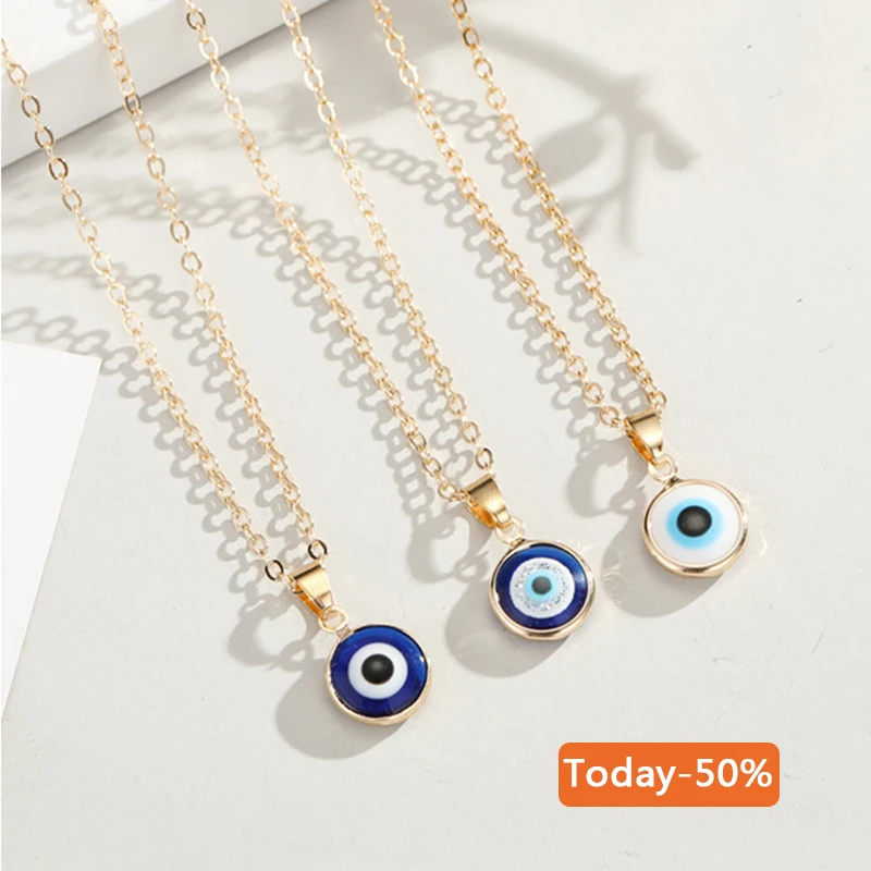 

Hot Sale High quality Trendy Gold Plated Devil Eyes Necklace Blue Evil Eyes Pendant Necklace For Women jewelry
