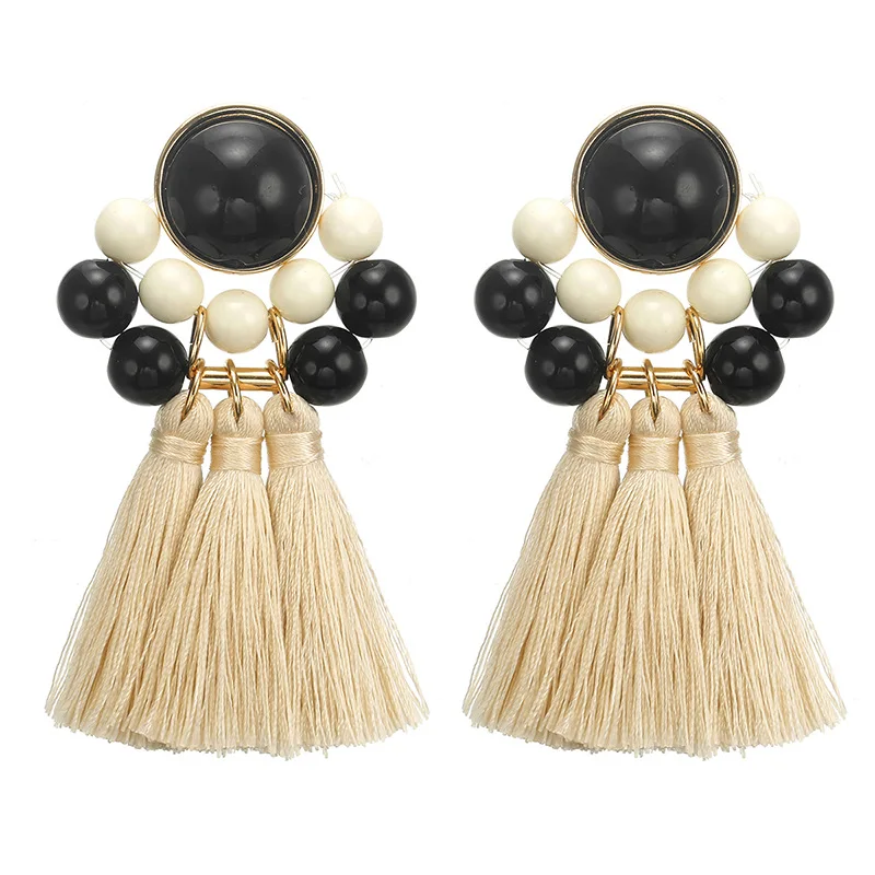 

Popular Jewelry Exaggerated Alloy Tassel Resin Stud Earrings