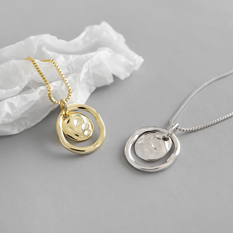 

Minimalist Irregular Round Circle Pendant Necklace Collares Sterling Silver Gold Chain Choker Necklaces for Women, Picture color