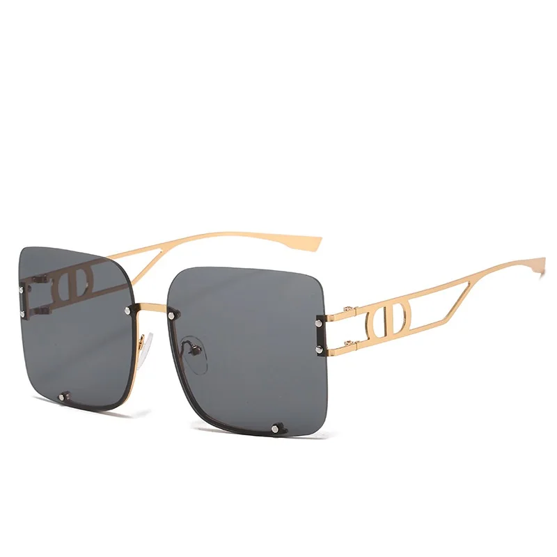 

Wholesale cheap brand design hollow temples frameless shades sunglasses 213