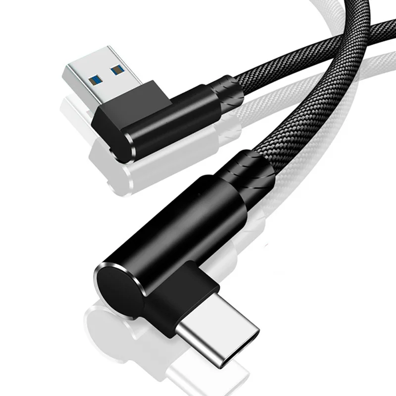 

Durable Braided 2.4A usb to type C Fast Charging 90 Degree Right Angle mobile data usb adapter cable