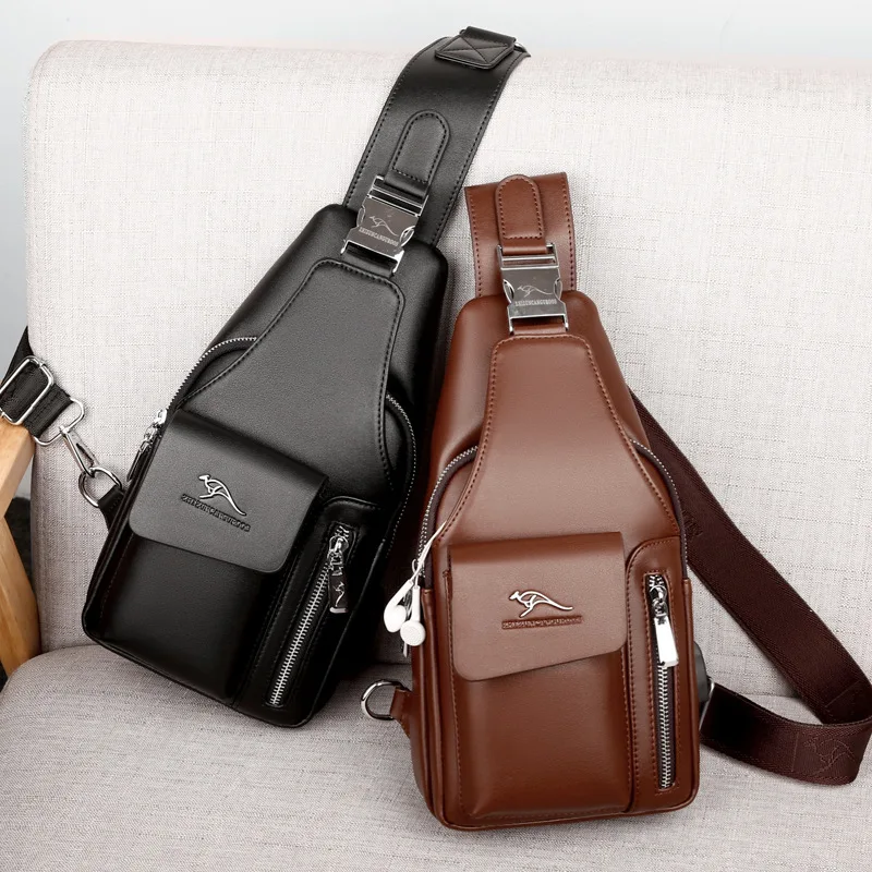 

International Sale Men Messenger Chest Leisure Fashion Big Capacity Premium Chest Bag with USB Socket