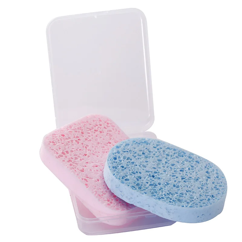 

New Fashion Face Wash Thickened Face Wash Towel Sponge Towel Makeup Powder Puff Delicate Facial Cleansing Cotton Tape Boxed, Pink