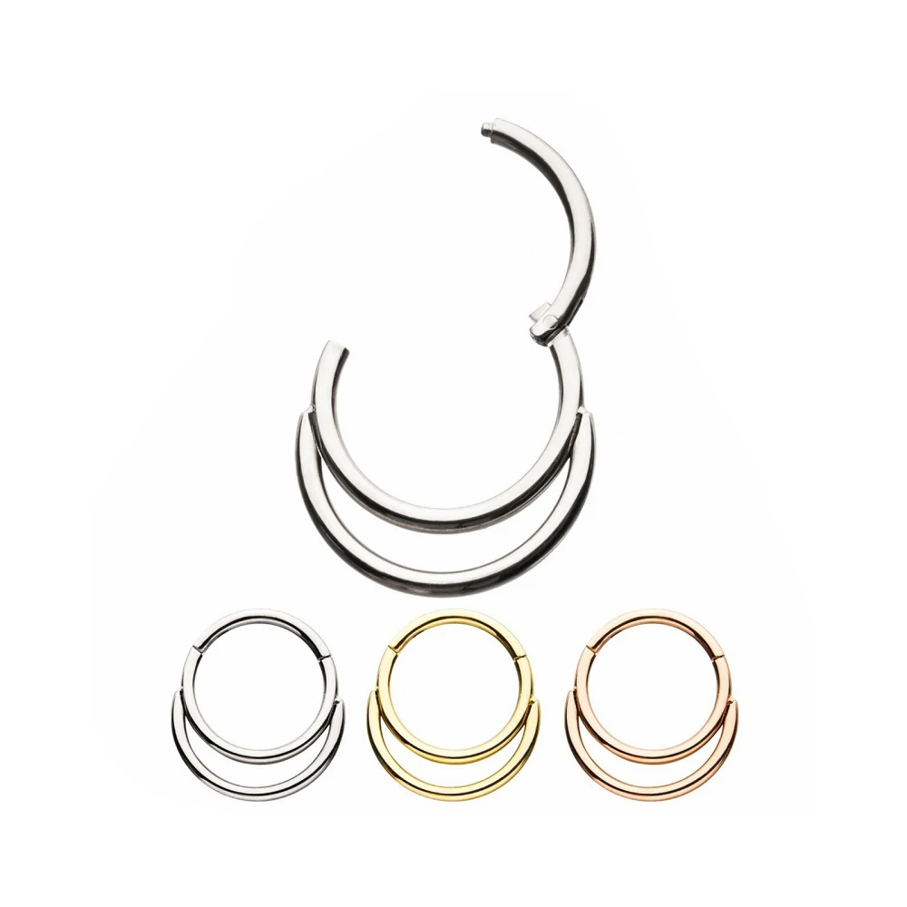 

ASTM F136 Titanium Piercing Triple Circle Rings Hinged Segment Hoop Rings Nose Nail Navel Rings Piercing Jewelry For Women
