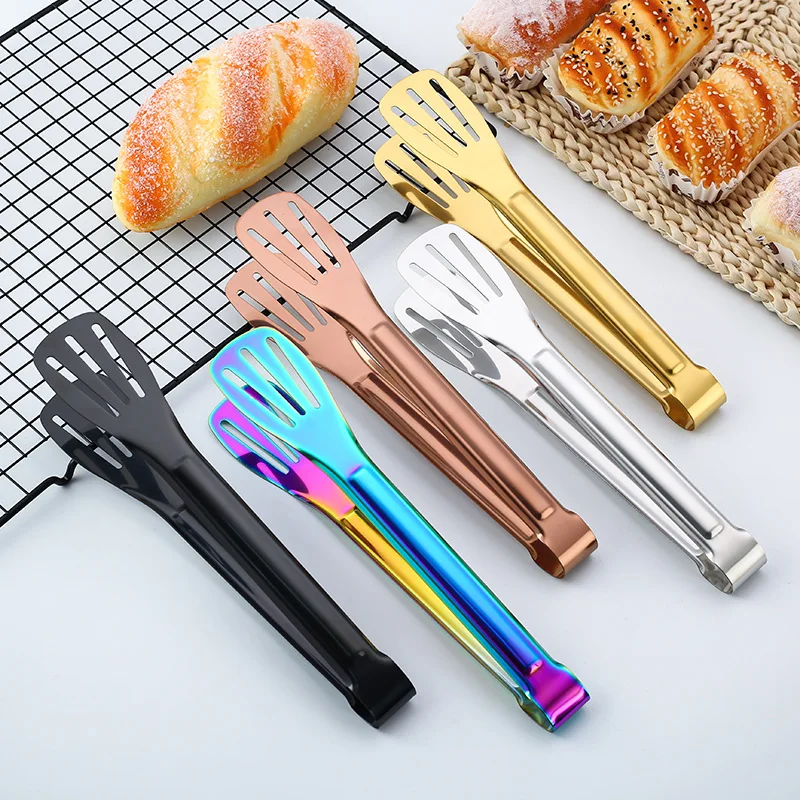 

Hot Sales Stainless Steel Food Tongs Heat Resistant Barbecue Grill Kitchen Bread Tongs, Silver