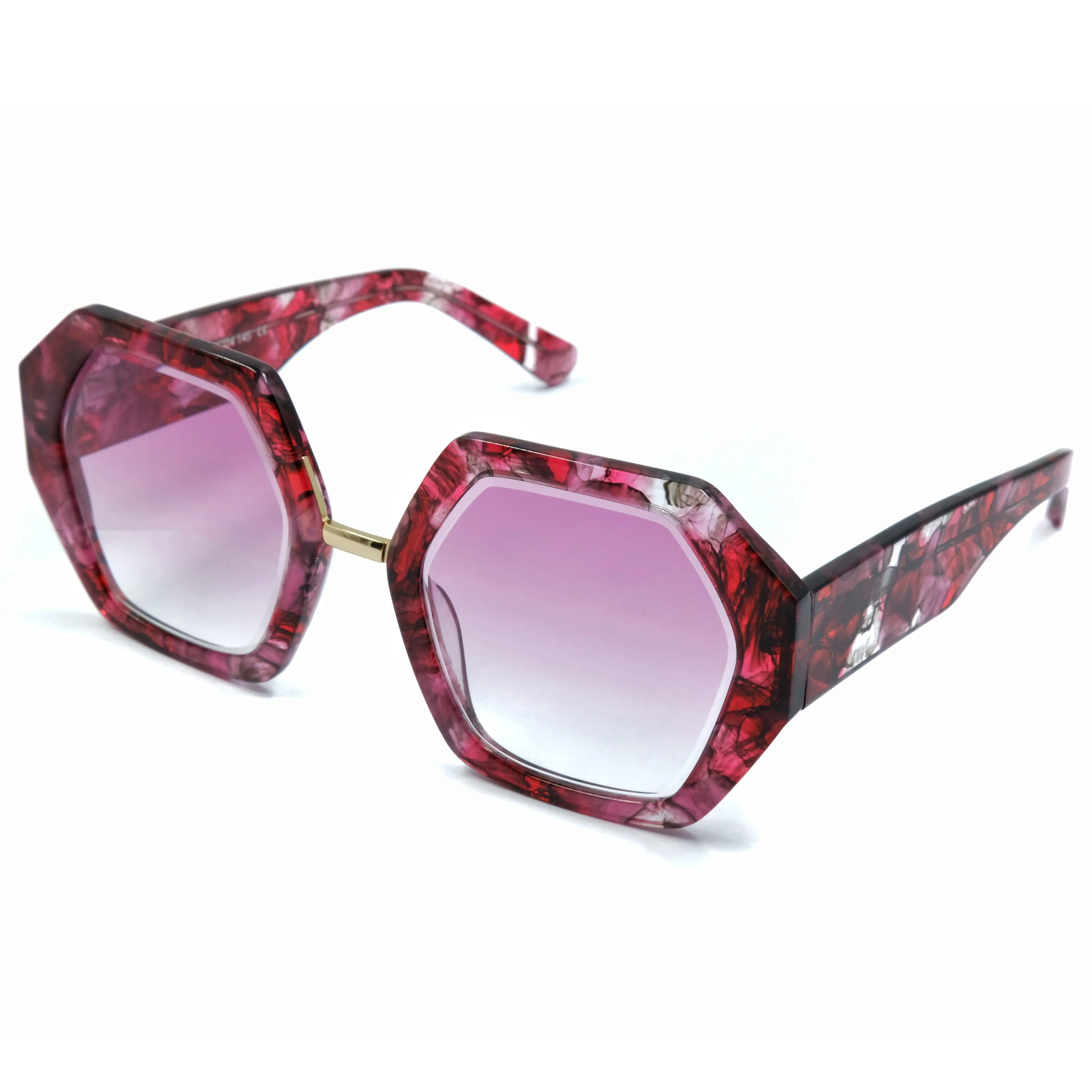 

Hexagon ladies red Acetate Customized UV protection square polarized women sunglasses 2021 oversized shades UV400 luxury fashion