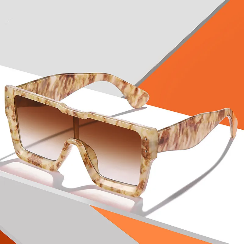 

2022 Fashion women one-piece big square sunglasses vintage print wholesale oversized square sunglasses, Mix color or custom colors