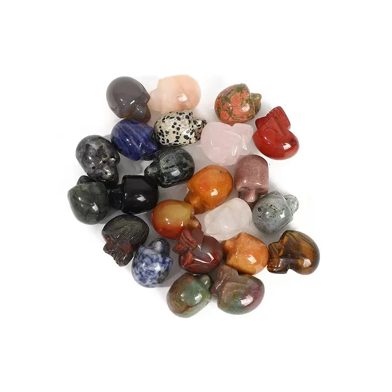 

Wholesale Natural Crystals Healing gemstone Stones Mixed Material Hand Carved 1 inch Skulls Crystal Skulls For gift