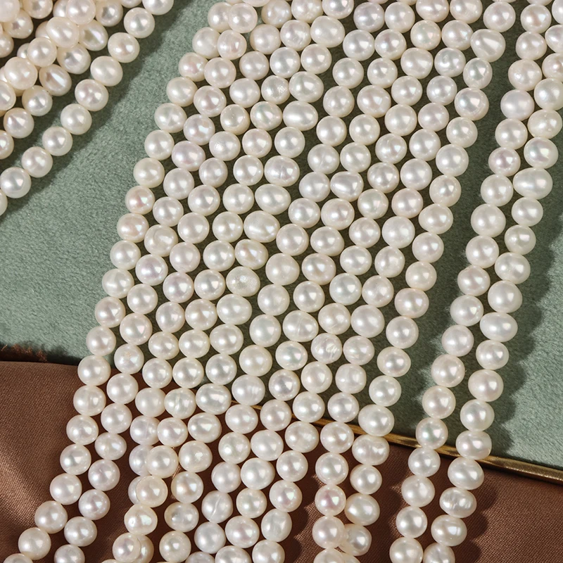 

Wholesale 5mm Punch Pearls Semi-Finished Product Jewelry Making Accessories Natural Freshwater Pearl, Natural white color