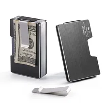 Минималистский Тонкий металлический кошелек RFID кредитный держатель для карт алюминиевый сплав кошелек