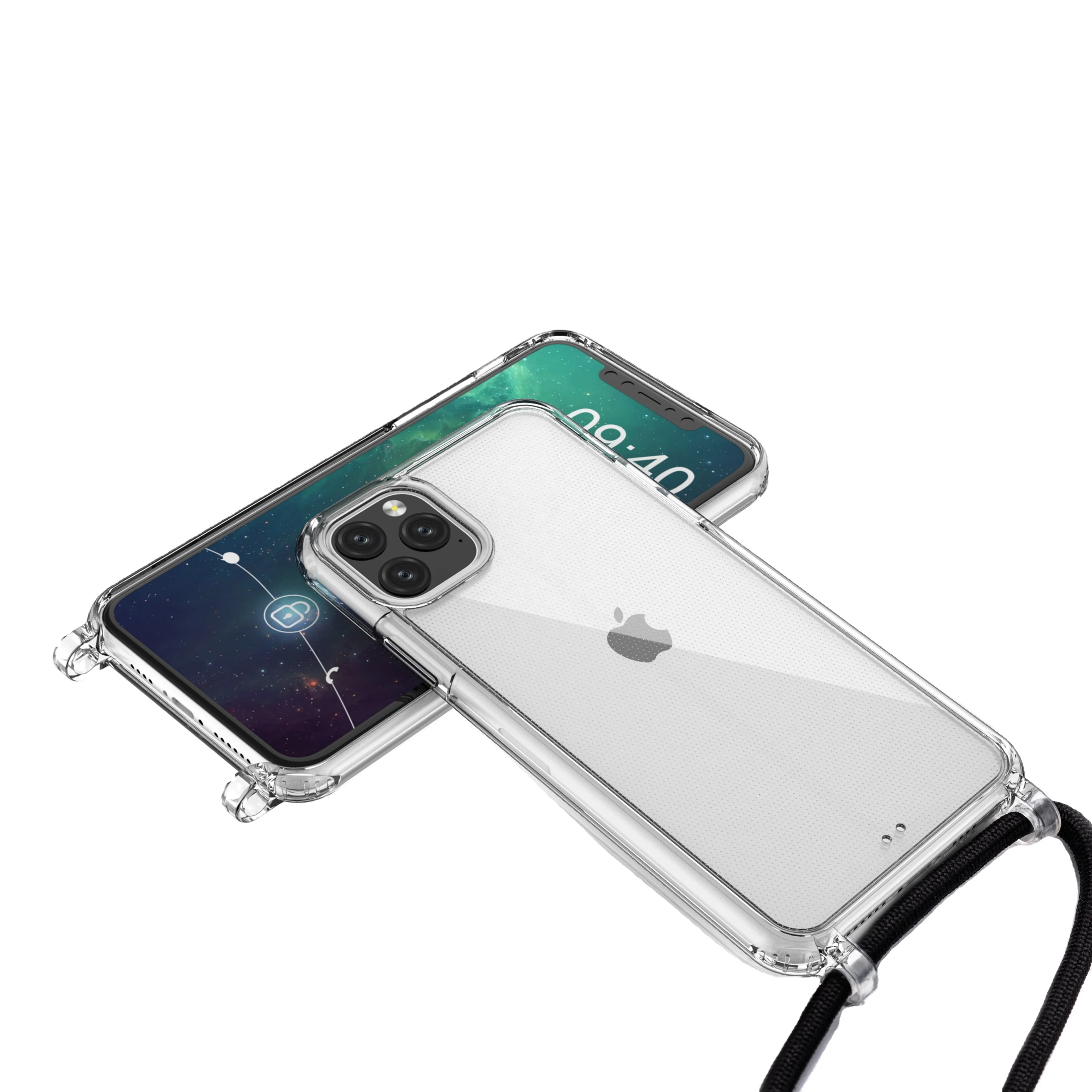 

2020 New design for 2 in 1 PC TPU Transparent crossbody phone Cover for iphone 11 for SamsungA51