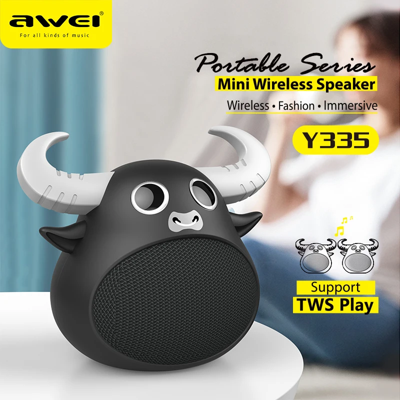 

Awei Y335 Wireless BT5.0 Speaker Mini Portable Bass 3D Stereo TWS Interconnection Surround Waterproof Cute Cartoon Speakers