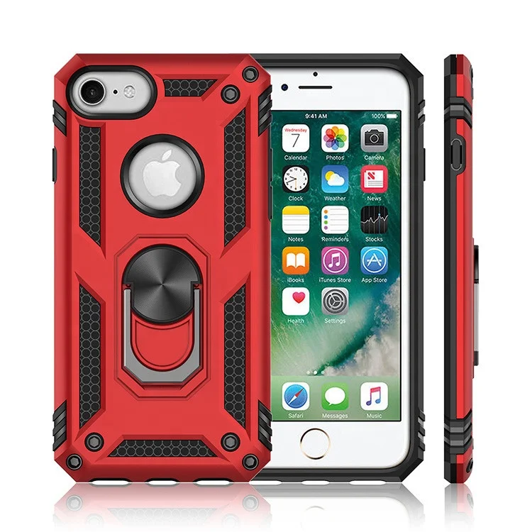 

Shock Proof Tpu Pc Ring Holder Kick Stand Back Cover For Iphone 6 7 8 Case, Multi-color, can be customized