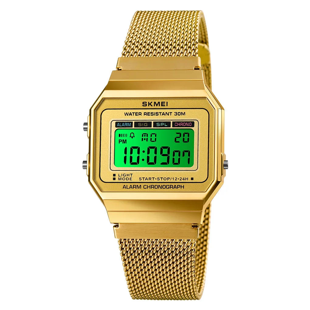 

2020 SKMEI 1639 Design Your Own Digital Watch Stainless Steel Led Light up Watches