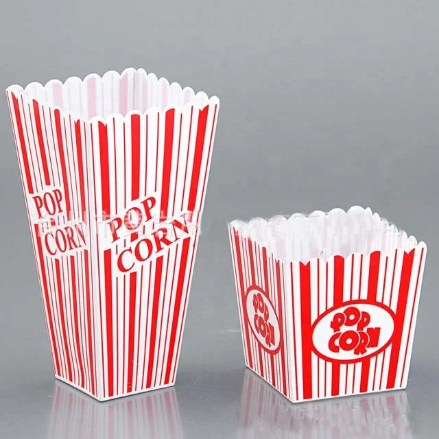Modern Style Reusable Plastic Popcorn Box/Container for Movie Theater Night Blue BPA Free - Size 8x4 