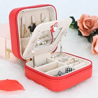 

High Quality Custom Logo Printed Jewellery Storage Case Pu Leather Small Travel Jewelry Organizer Box For Girls