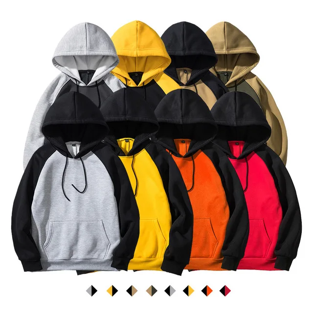 

Hight Quality Unisex Cotton Blank Hoodies Men's Hoodies Block Pullover in Stock Hoodies Men Hooded with No Labels Two Tone Color, Customized color
