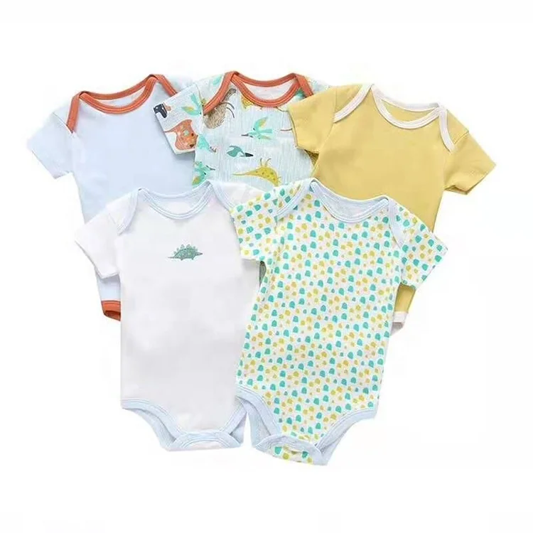 

Selling 5 pieces infant onesie bodysuit short sleeve baby girl summer romper 2021
