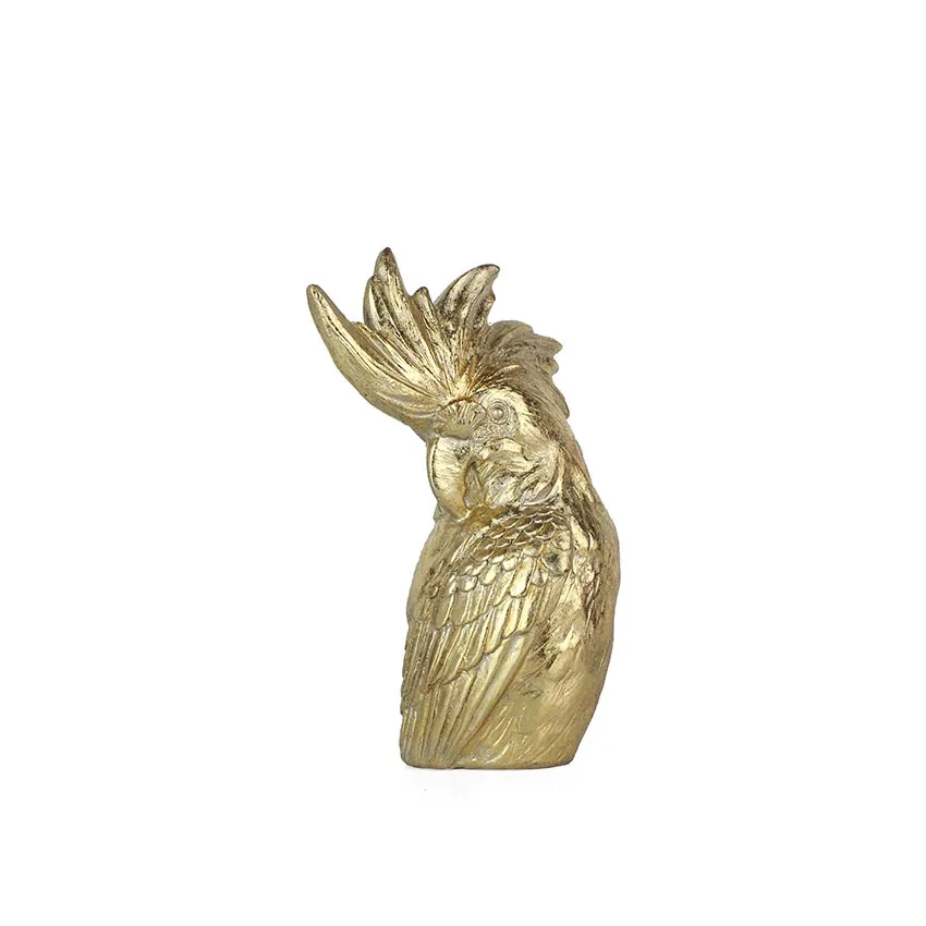 Luxury Resin Animal Decor Artifical Goldleaf Parrot Objects Table Top Decor SCULPTURE Home Decoration Gold CF1190098-D41 Shine D details