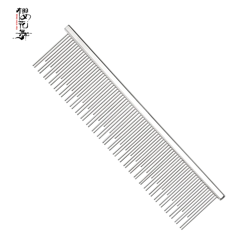 

cat hair remover comb protect your pet's skin copper handle pet beauty 2+1 tooth grooming cat flea comb, Silver