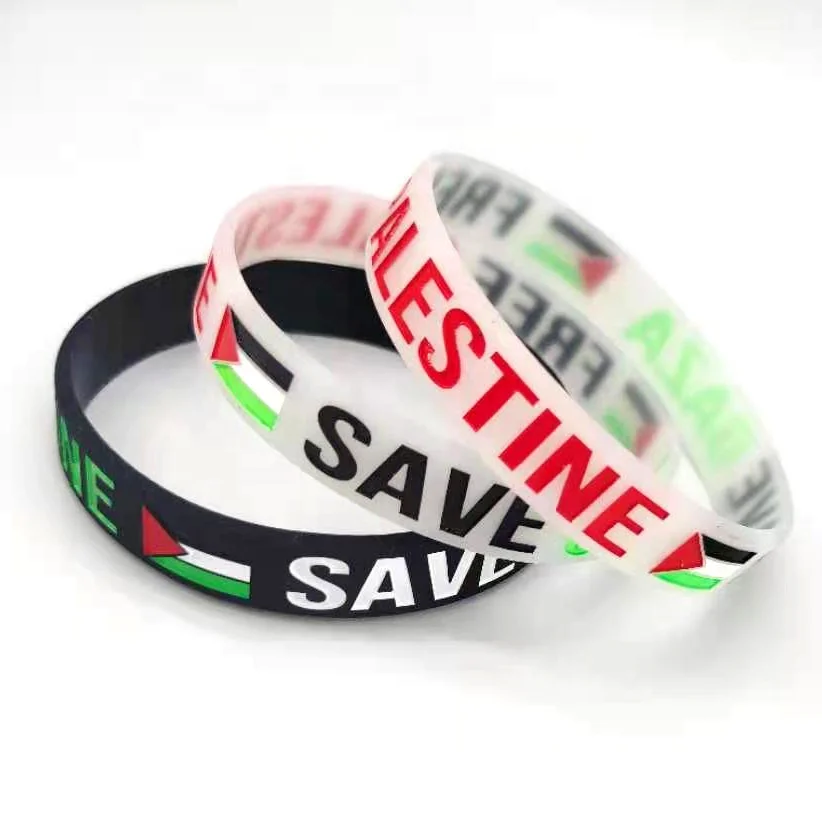 

Ready To Ship Palestine Save Gaza Free Rubber Silicone Bracelet Palestine Wristbands, Custom color