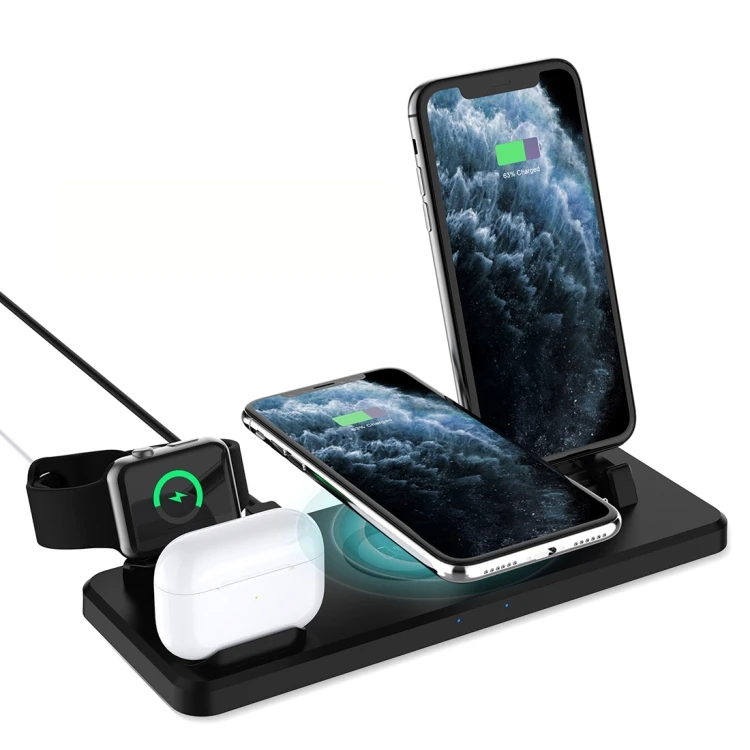 

Q720 6 in 1 Multifunctional Wireless Charger 15W Fast QI Charger for Phones 8 Pin Earphone Watch Stand Function